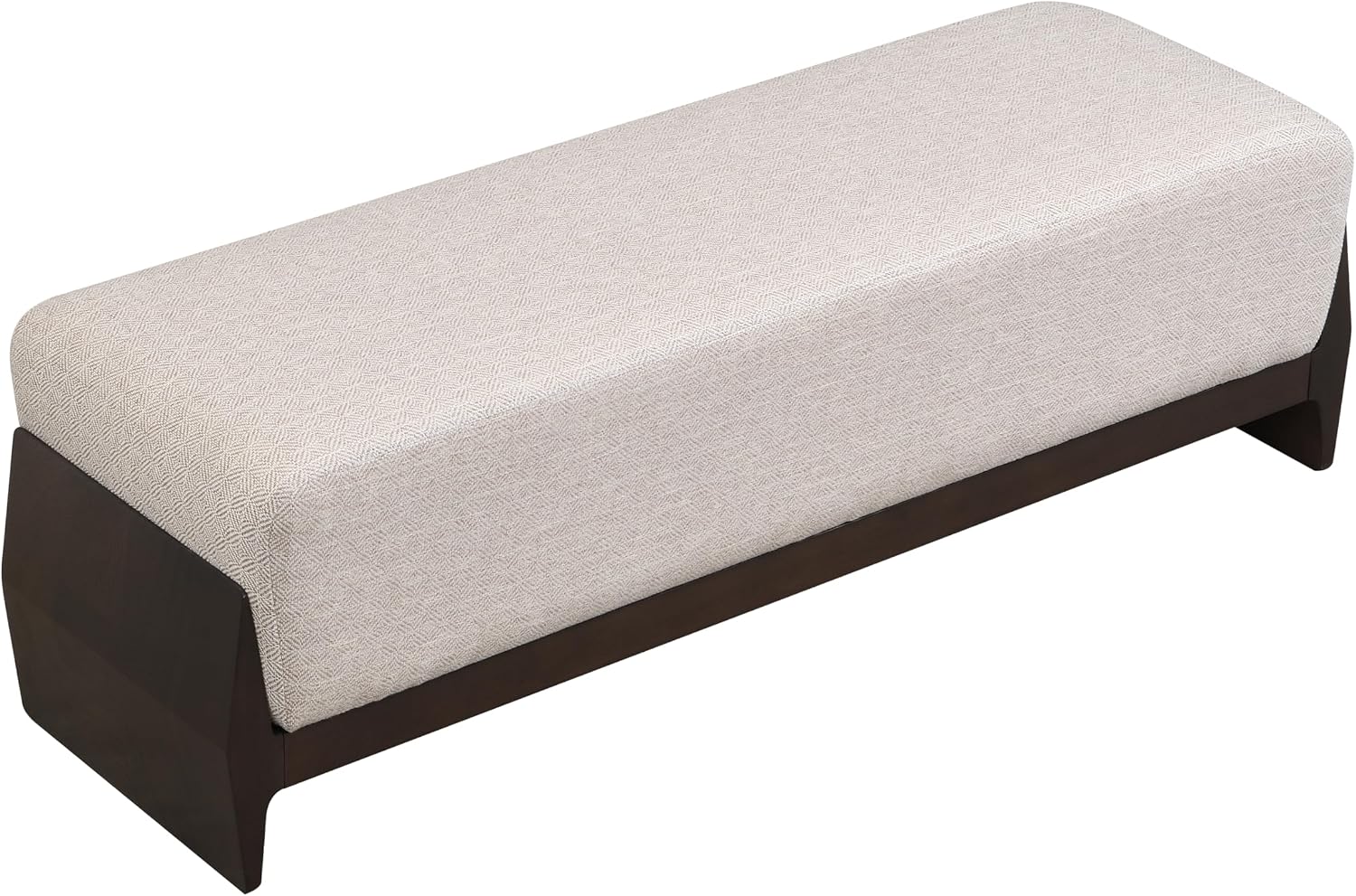 Christopher Knight Home Kingen 55'' Linen Fabric Upholstered End of Bed Ottoman, Wooden Living Room Ottoman Bench with Thick Soft Cushions, Long Entryway Bench, Long Seating for Bedroom, Brown + Beige