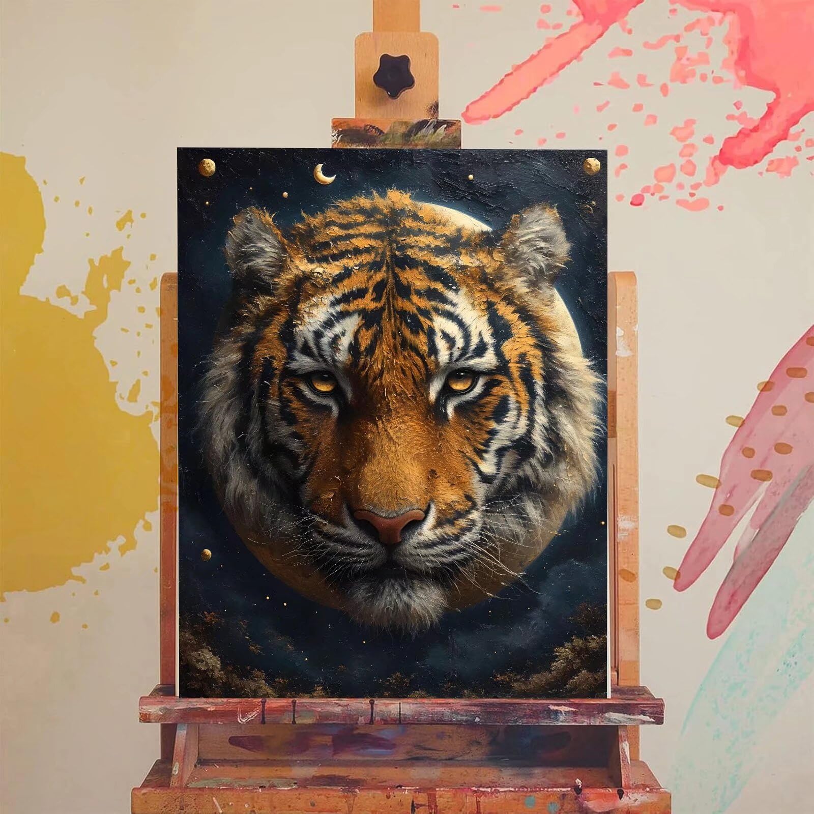 Kit de Pintura por Números, Animal Tigre Pintar por Numeros Adultos, DIY Paint By Numbers Kit Pintura Niños, con Pinceles y Pinturas Acrilicos, Lienzos para Pintar Pinturas (Sin Marco) 80x110cm M-588