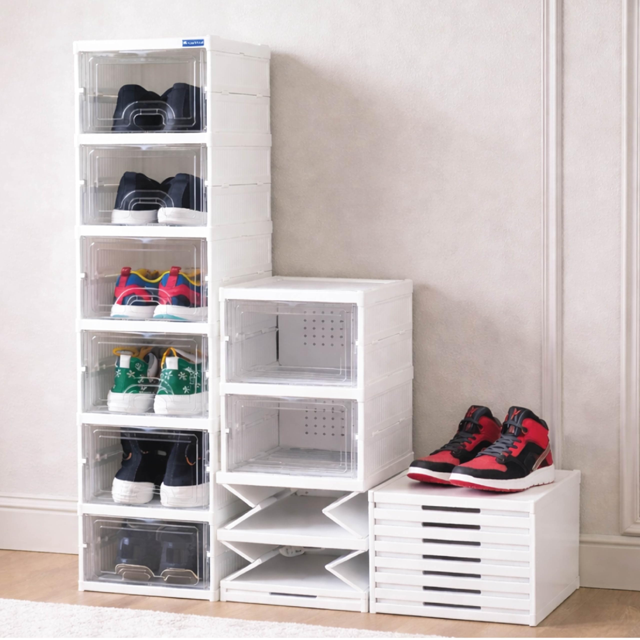 HomeStrap 6 Layer Sneaker Pair Box Organizer | Stackable Shoe Storage with Transparent Front Door | Dust-Proof Shoe Box with Ventilated Back for Bedroom, Wardrobe & Entryway-image-33