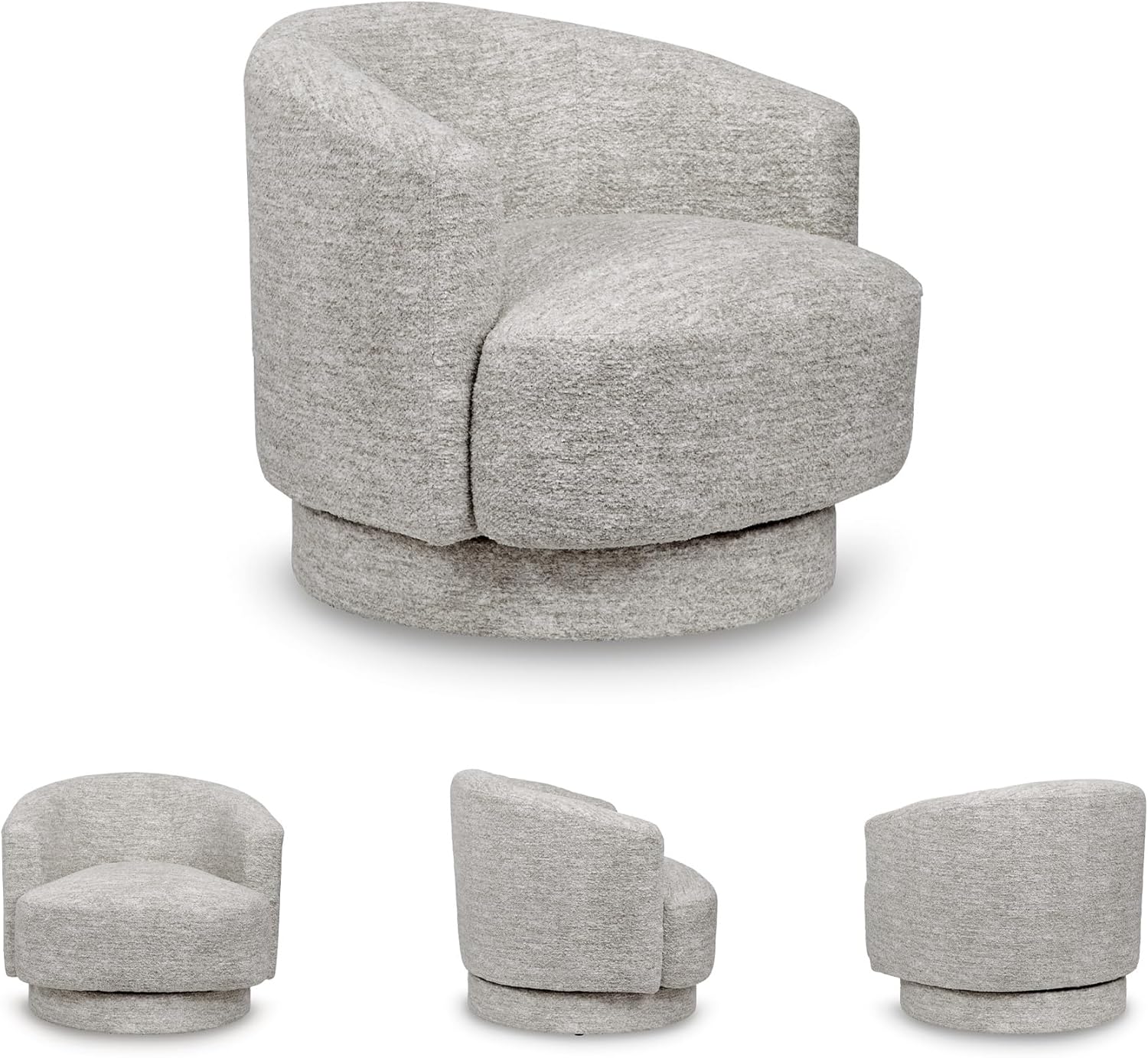 Signature Design by Ashley Wardsor Contemporary Ultra-Soft Swivel Chair with Low Back and Recessed Arms for Living Room, Light Gray