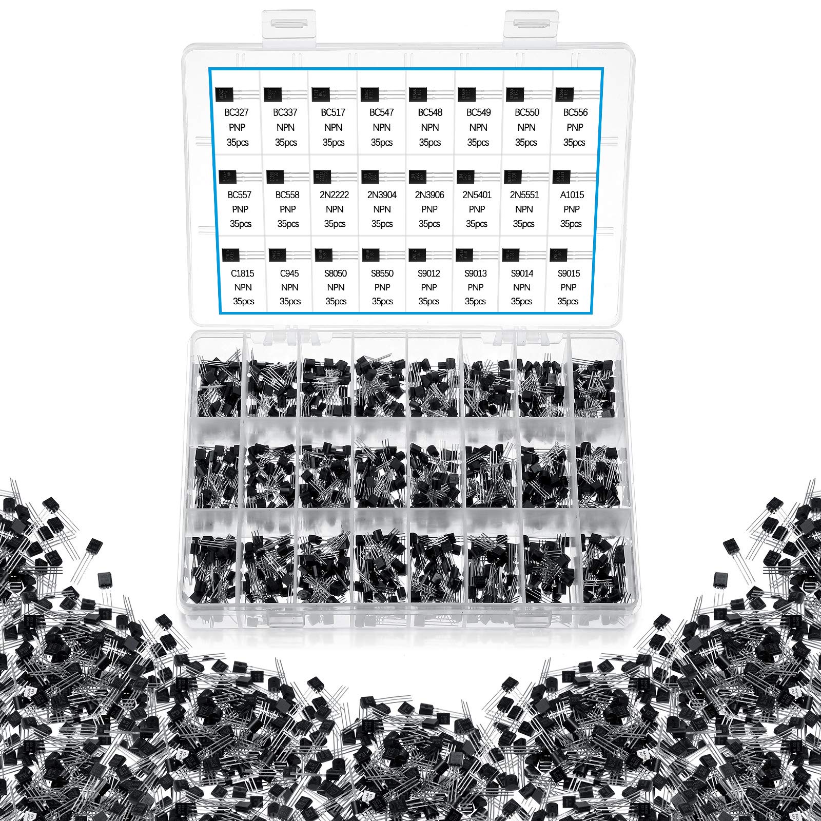 Buy Copkim 840 Pieces 24 Values BC327S9015 NPN PNP Power Transistors