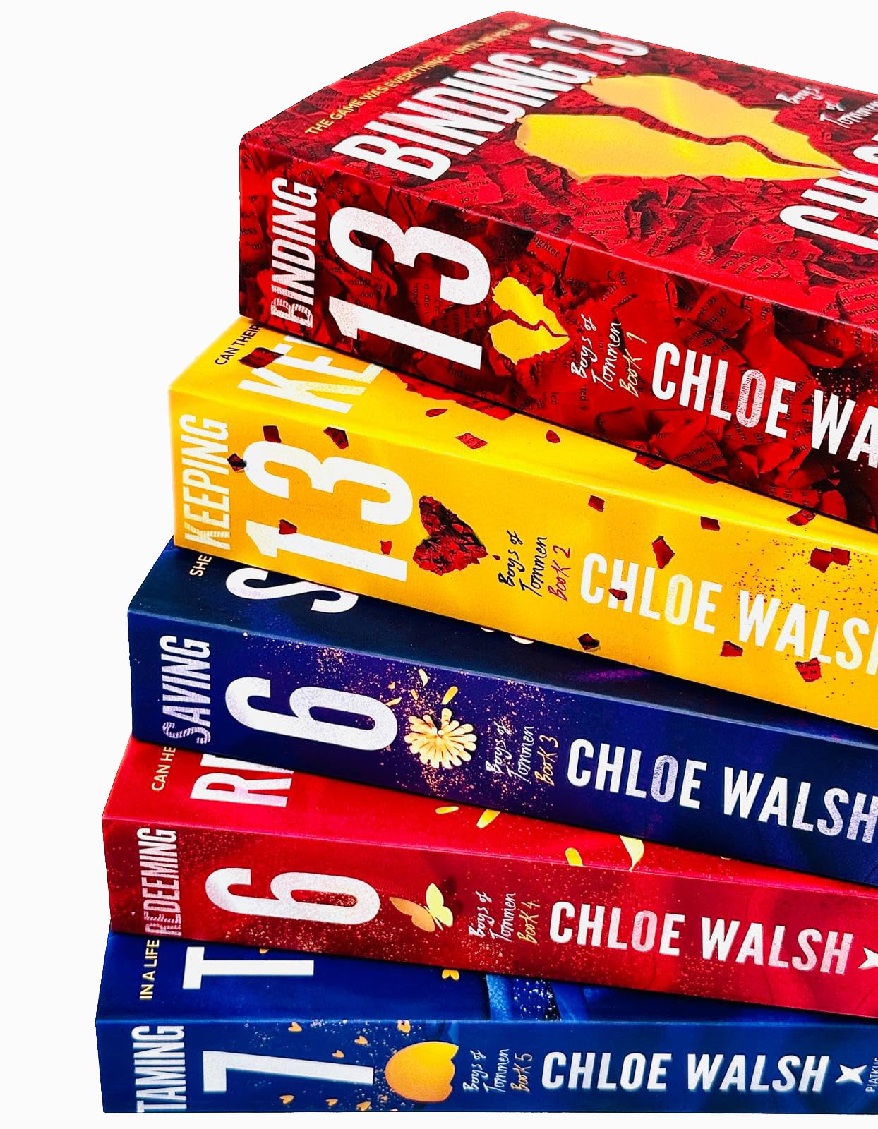 Foblit ltd Collezione di libri della serie 5 di Boys of Tommen di Chloe Walsh (Binding 13, Keeping 13, Saving 6, Redeeming 6 e Taming 7)
