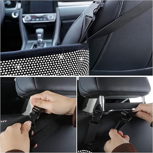 Miniatura 4 de Eing - Organizador de malla brillante para automóvil, para respaldo de asiento, barrera para niños y mascotas, soporte para cartera, almacenamiento