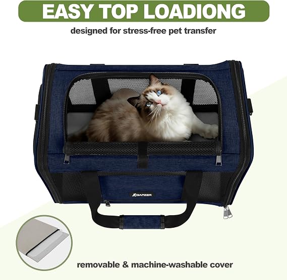 GAPZER Cat Carrier 18x11x11 United Airline Approved, Soft Pet Flying Kennel