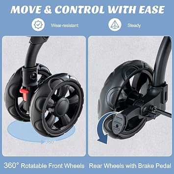 PETSITE Double Dog Stroller, Foldable 3-in-1 4 Wheels Cat Pet Stroller with 2 Detachable Carriers, Safety Belt, Washable Cover, Removable Pads, Ideal for Small Medium Dogs Cats (Blue)