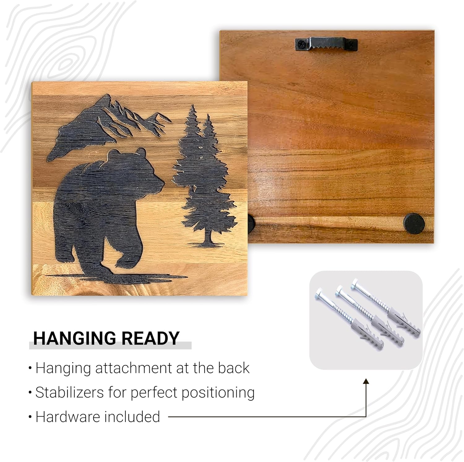 HomeRustique Real Wooden Cabin Decor with Bear, Deer & Moose (Set of 3) - Rustic Mountain & Forest Wall Decor, Woodland Lodge Art for Home, Living Room, Hunting Theme or Bathroom
