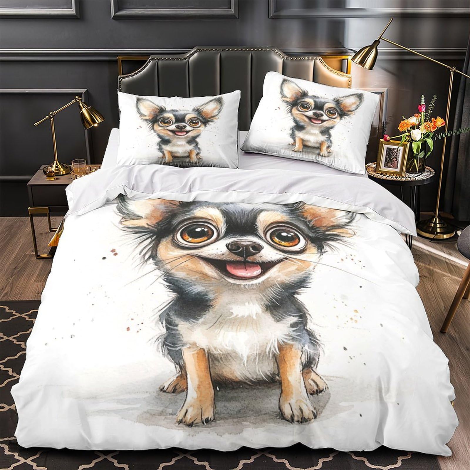 Parure de lit chat 3D housse de couette enfant 200x200 microfibre résistante douce