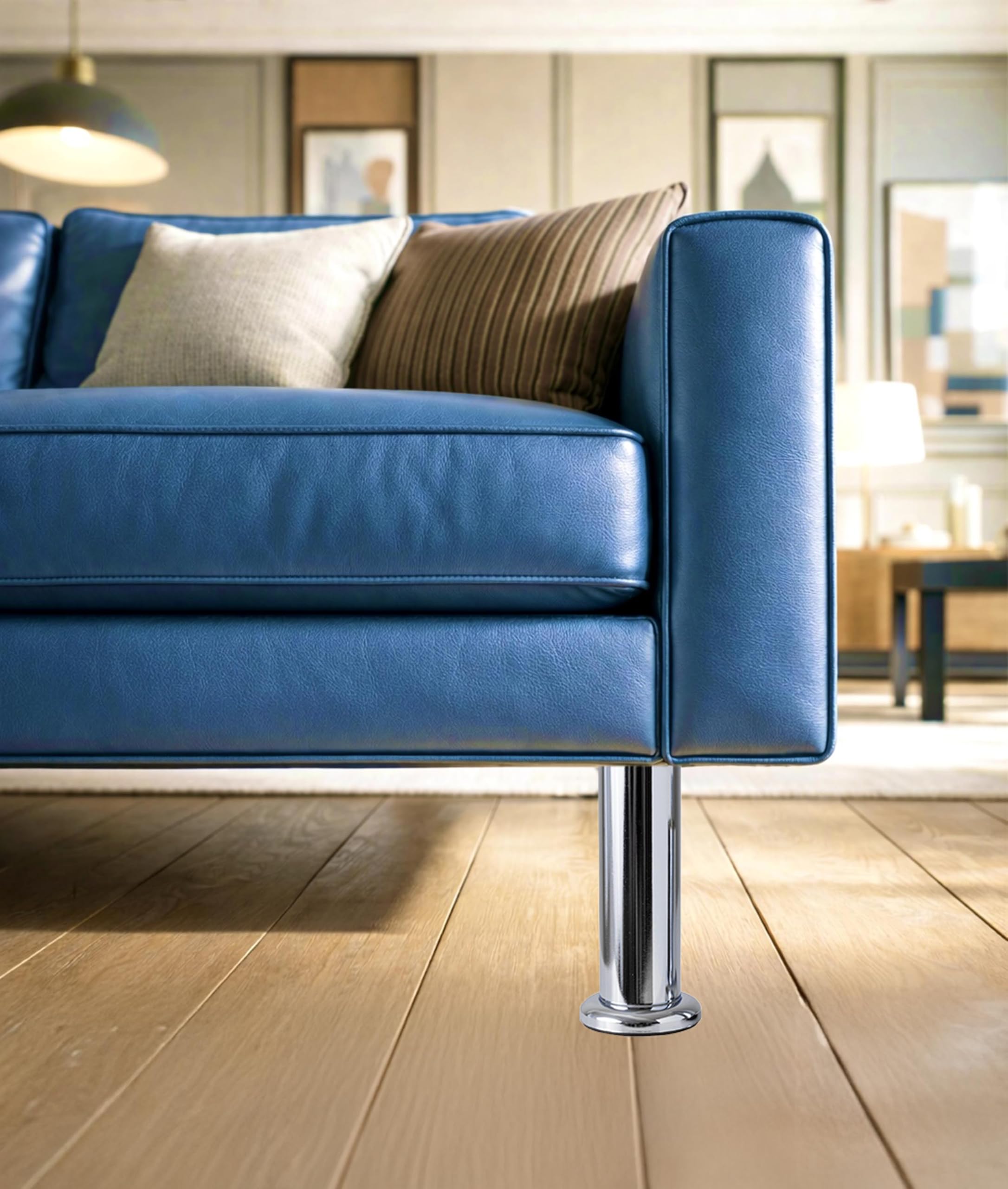 IPEA 4x Piedini per Mobili e Divani modello ACQUAMARINA CON BASE – Set di 4 Gambe in Ferro – Piedi dal Design Minimal per Poltrone, Armadi, Mobili Casa – Colore Cromato – Altezza 150 mm