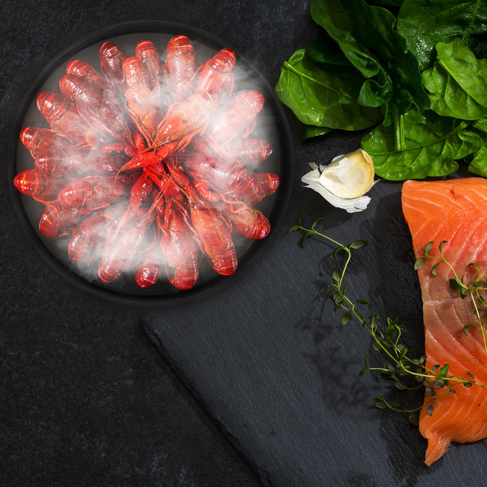 Mobestech Piatto Decorativo per Sushi in Materiale Nero, Vassoio Refrigerante per Sashimi e Prodotti Ittici, per Ristorante e Conservazione Alimentare