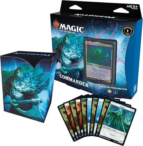 Magic The Gathering Kaldheim Commander Deck – Phantom Premonition | Baraja de 100 cartas lista para jugar | Azul-Blanco