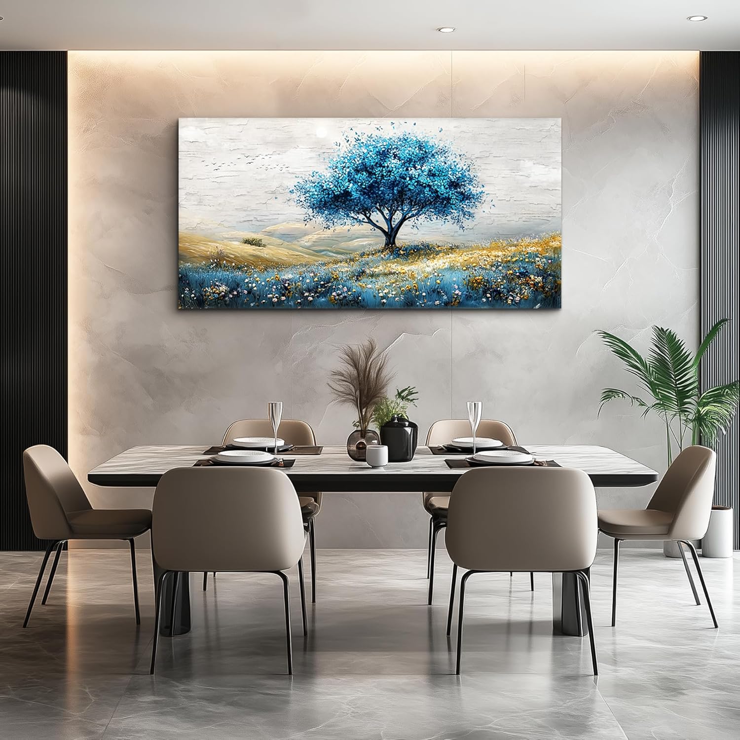 PHAOHUAXM Large Canvas Wall Decoration For Living Room Wall Art For Bedroom Blue Tree Landscape Wall Paintings Office Decoration Farmhouse Mural Artwork Room Home Decor Posters Aesthetics 30x60 In - Image 9