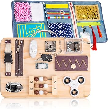 Assistex Fidget Busy Board for Adults with Dementia - Calming Activities and Games for Seniors Sensory Mat with Guide Book with Assistex Fidget Blanket for Adults with Dementia