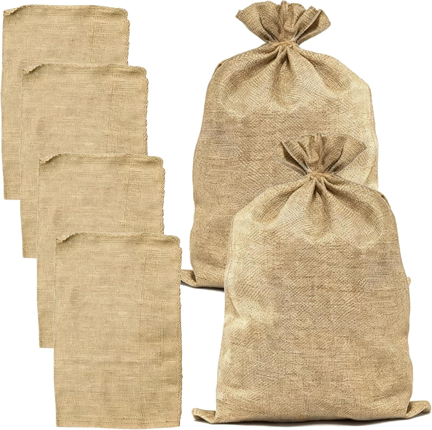 Reusable Vegetable Storage Bags, 6 Pcs Burlap Bags, 15.7 X 23.6 in Natural Jute Potato Sacks, Breathable, Moisture-Resistant, Strong Race Bags, Old-Fashioned Thick Burlap Sack