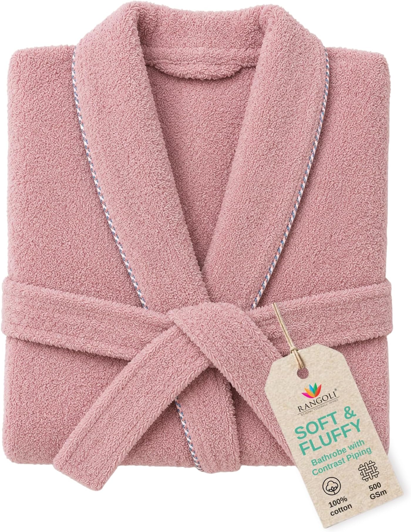 Sunshine 100% Cotton Bathrobes For Women, 500 GSM Free Size Bath Robe With Rope,Ultra-soft, Lightweight & Highly Absorbent Luxurious Bath Gown/Bath Robe