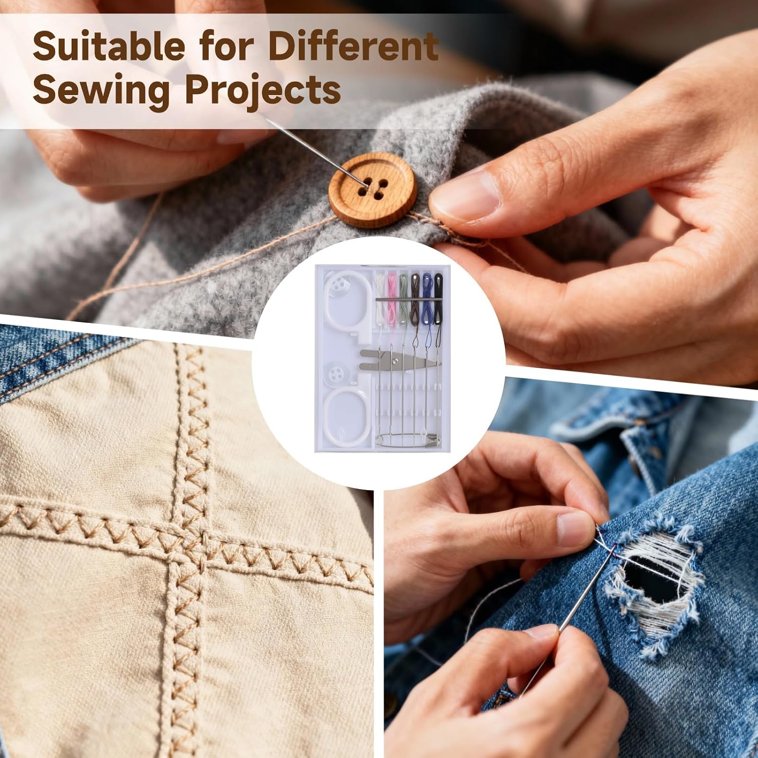 48 Boxes Quick Fix Sewing Kits, Portable Mini Needle Thread Kit for Travel, Pre-Threaded Needles with Scissors, Pins, and Buttons, Emergency Sewing Repair Tools for Home, Office