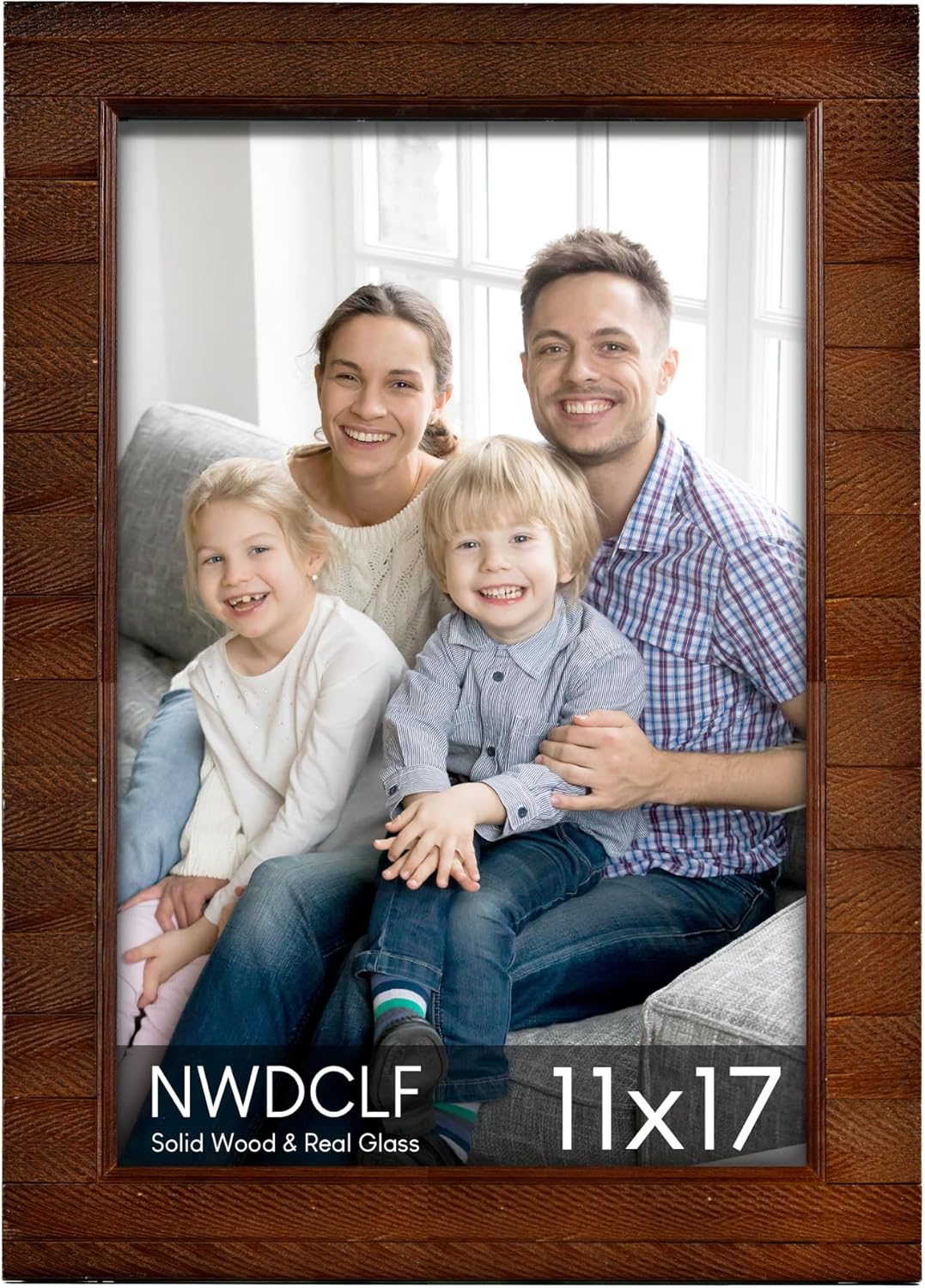 Rustic 11x17 Wood Picture Frame with Real Glass, Farmhouse Photo Frame for Wall Mount, Natural Wooden Frame for Family Photos, Gifts, Home Décor, Brown Brown 11x17