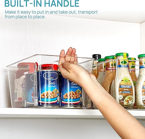 Miniatura 4 de Vtopmart - 4 unidades de contenedores de plástico transparente con asas para organizar y almacenar artículos y alimentos, ideales para cocina,