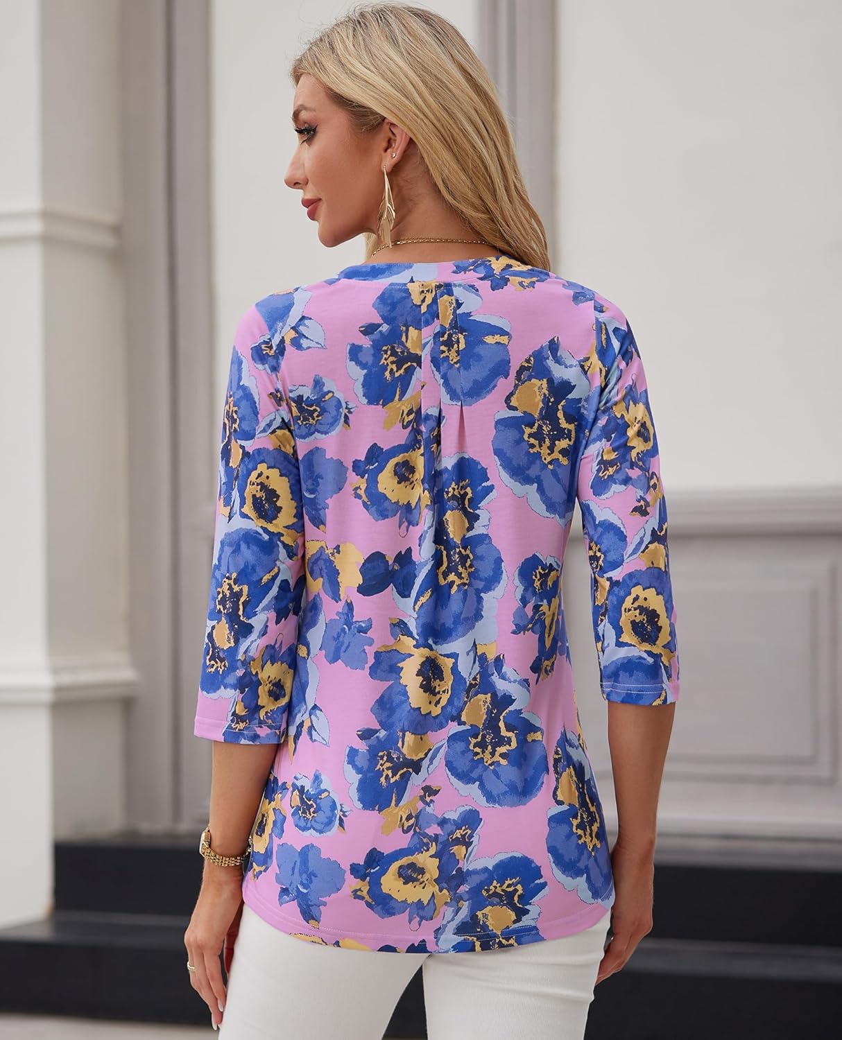 Long Sleeve Shirts for Women 2026 Spring Dressy Casual Blouses Pleated Crewneck Tunic Tops for Leggings Cute Tee - Image 4