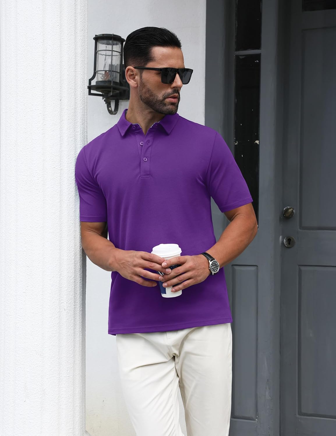 MAGNIVIT Mens Polo Shirts Short Sleeve Athletic Golf Shirts Moisture Wicking 3-Button Casual Cotton Collared Shirt - Image 2
