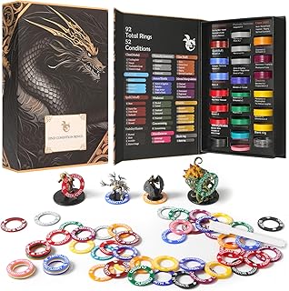 52 Unique DND Miniatures Condition Rings, 92 PCS Status Effects Markers - Including 5 Customizable Blank Rings, Ideal for Dungeons and Dragons & 5th Edition, Best DND Gifts for DM