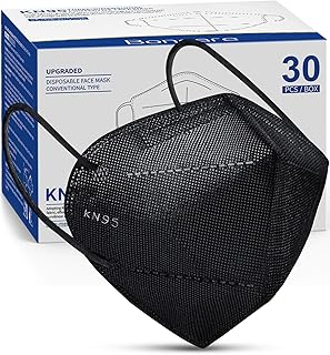 KN95 Face Mask 30 PCs, 5-Layer Black Face Mask for Men & Women Filter Efficiency≥95%, Updated Breathable, Comfortableable