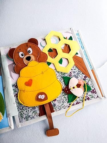 Miniatura 3 de Libro tranquilo para bebés Jardín y mar, libro de fieltro para habilidades motoras finas, juguete Montessori, libro ocupado de actividades para