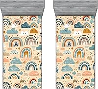 Vista 265 de Ambesonne - Sábana bajera ajustable multicolor, en colores y tres tamaños Azul y gris