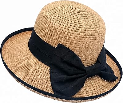 Womens Straw Hat Sun Hat Wide Brim Floppy Fedora Cap Beach Cap Summer Hats UV Protection, Khaki