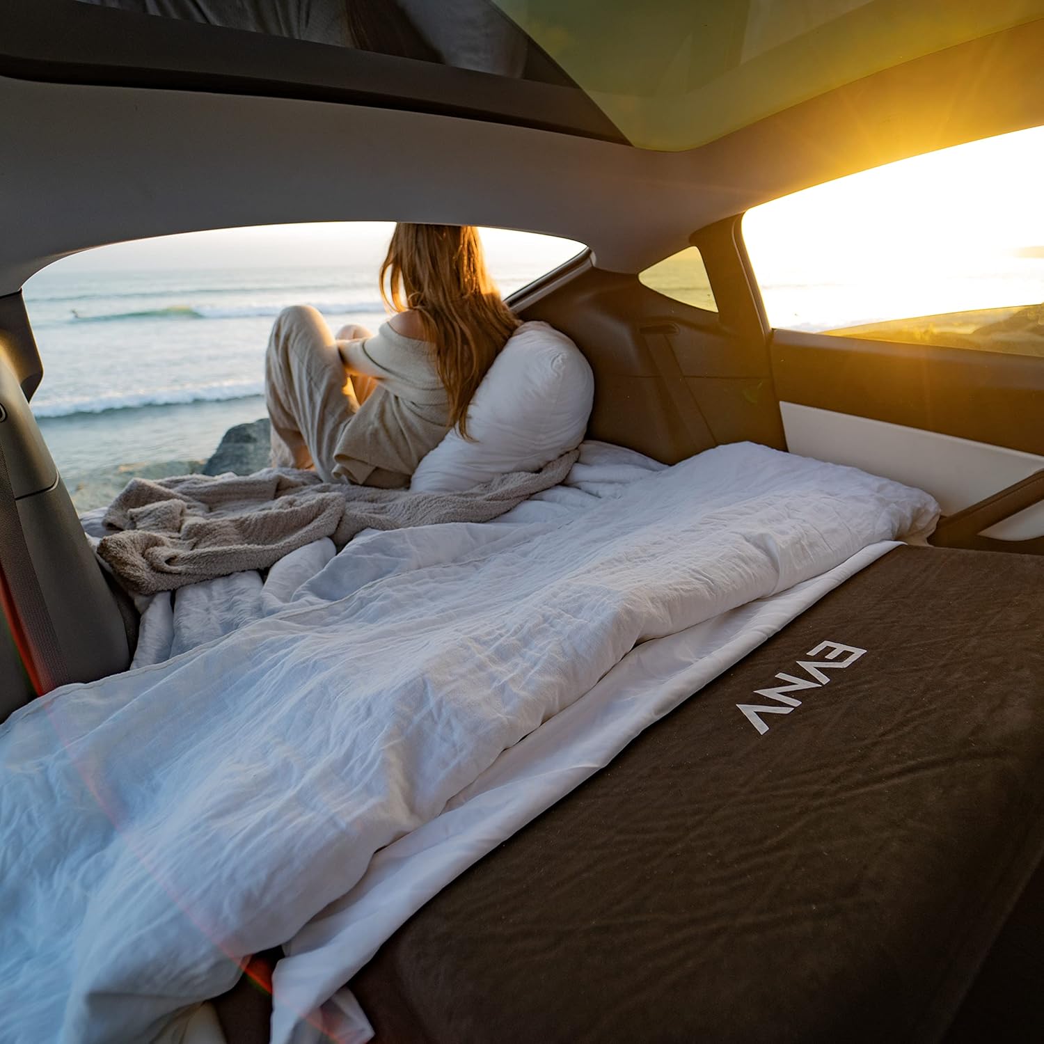Premium Tesla Model Y Mattress - Car Camping Mat - Memory Foam Bed with Air Support - Over 3" Thick All Night - Black