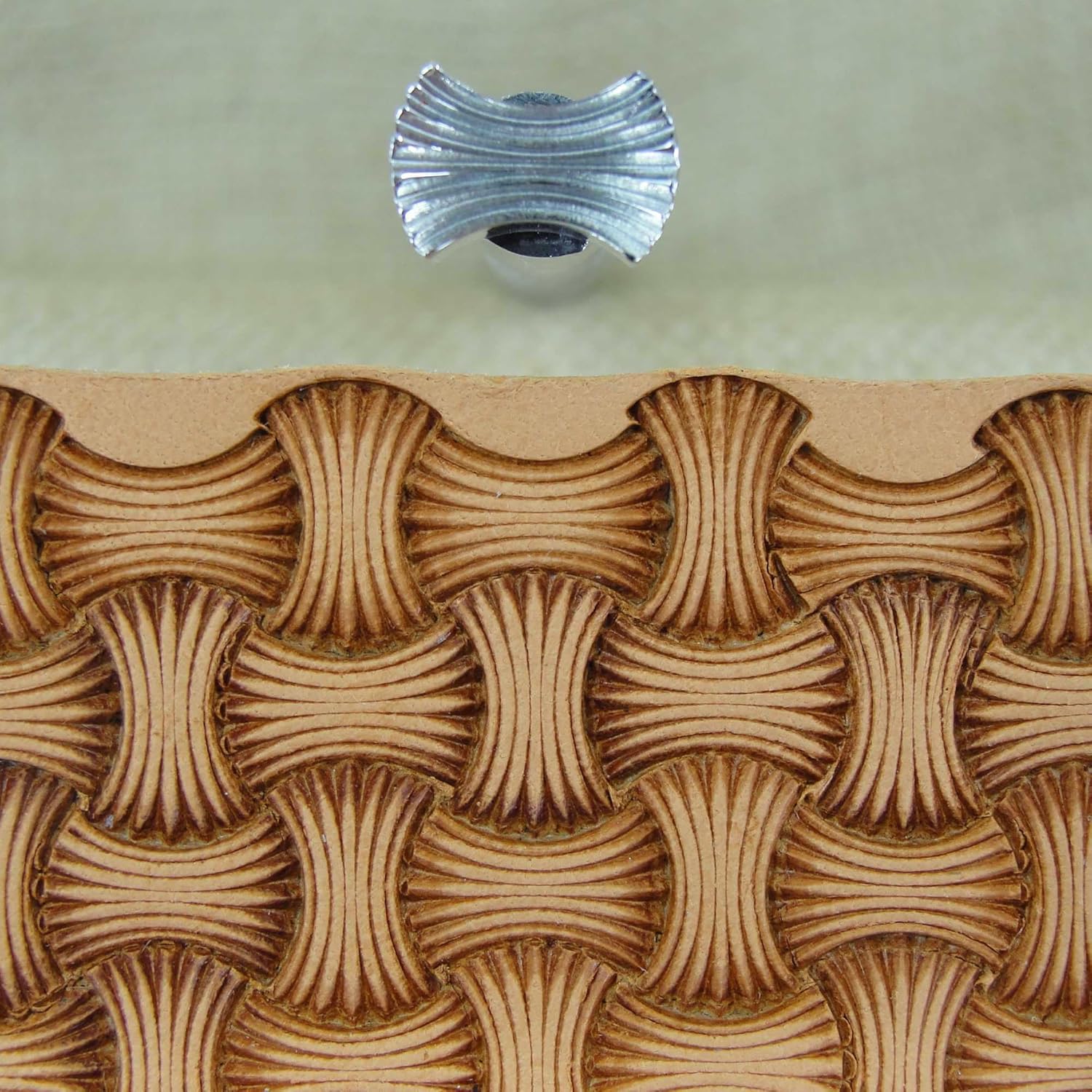 Axe Head Basket Weave Leather Stamp, Stainless Steel Leather Stamping Tool, Zhong Jiang