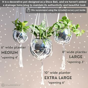 SCANDINORDICA Disco Ball Planter, Value Package, 6-inch Silver
