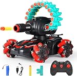 RC Car Shoot Nerf Bullet,Rc Tank That Shoots,Battle ANK with Nerf Remote Control Tank That Shoots Foam Darts-Stunts, 16 Foam Darts - Birthday Presents ForKids 7 8 9 10 11 Year Old(red)