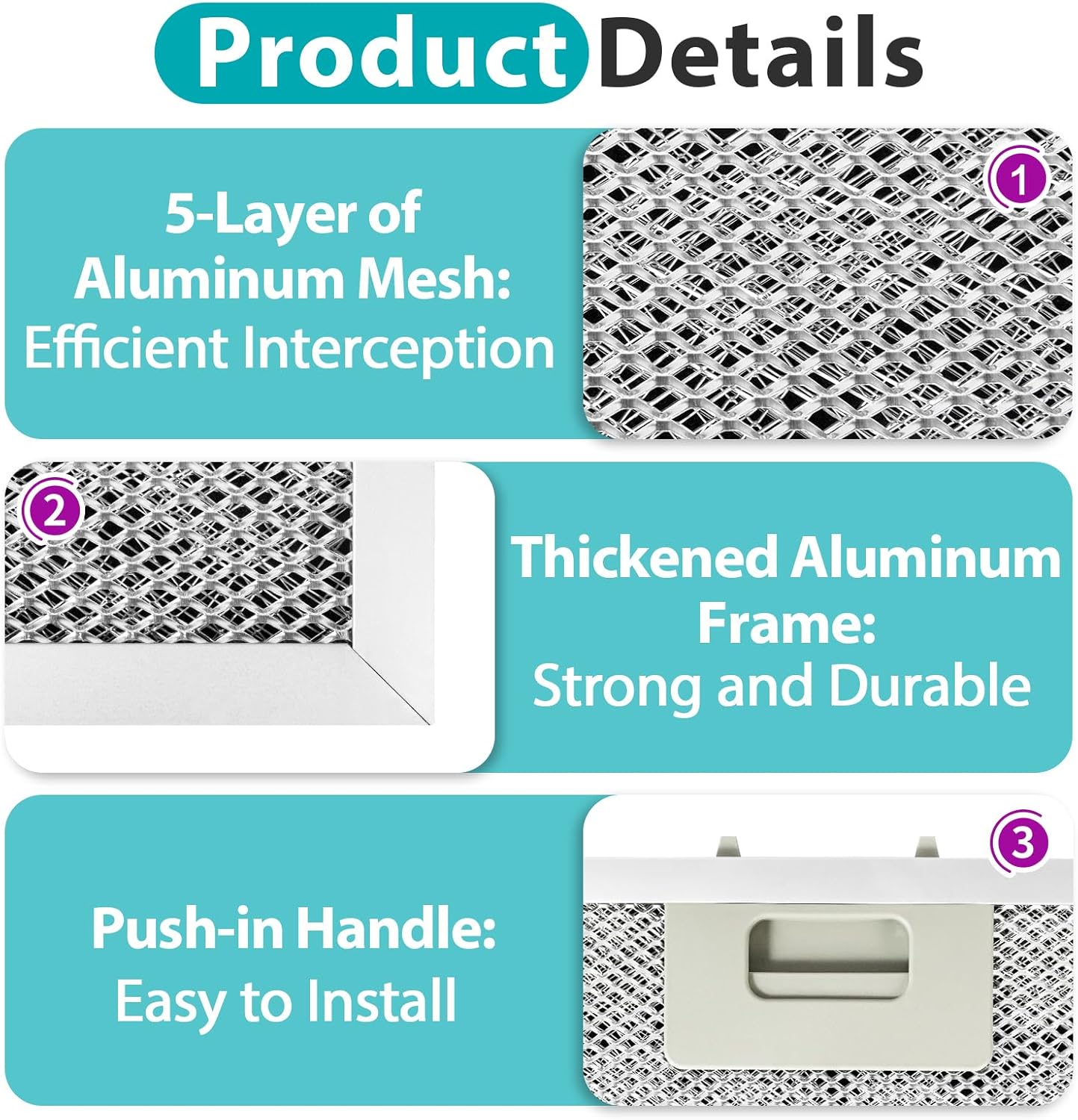 2 Pcs WA0575 Range Hood Filter with Cotton Layer, 14.4"x13.5" Compatible with Vissani 30-inch Pyramid/Wall Mount, 5-Layer Aluminum Mesh for Enhanced Grease & Smoke Filtration