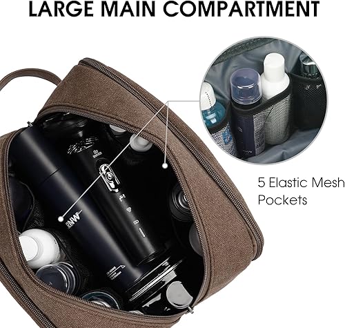 Miniatura 2 de WANDF Neceser de viaje para hombre, kit de aseo de lona para colgar, organizador de artículos de tocador de lona, resistente al agua, bolsa de