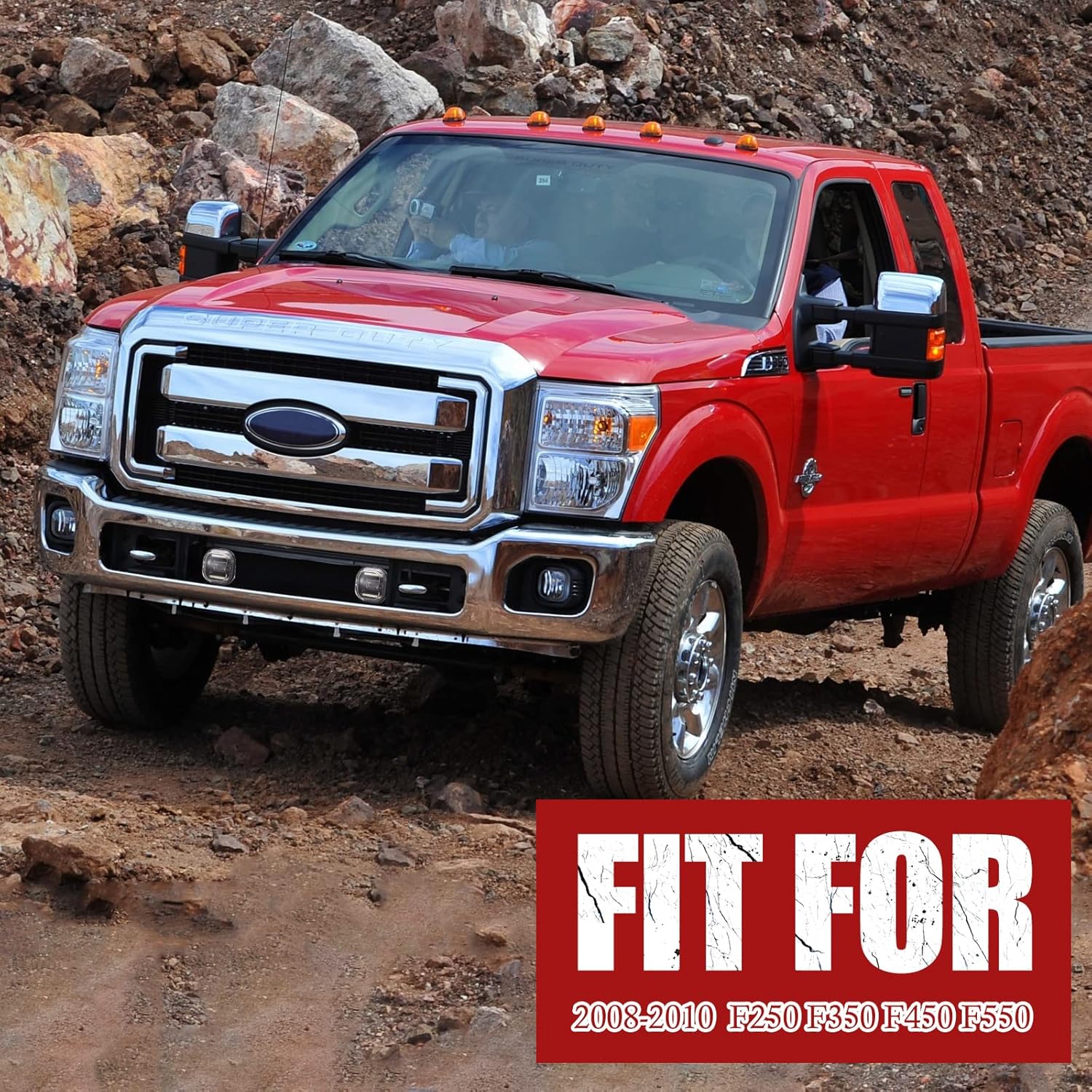 BUNKER INDUST LED Fog Light with Daytime Running Lights for 2008 2009 2010 Ford F250/F350/F450/F550 Super Duty, OEM Bumper Driving DRL Fog Lamp Assembly Kit