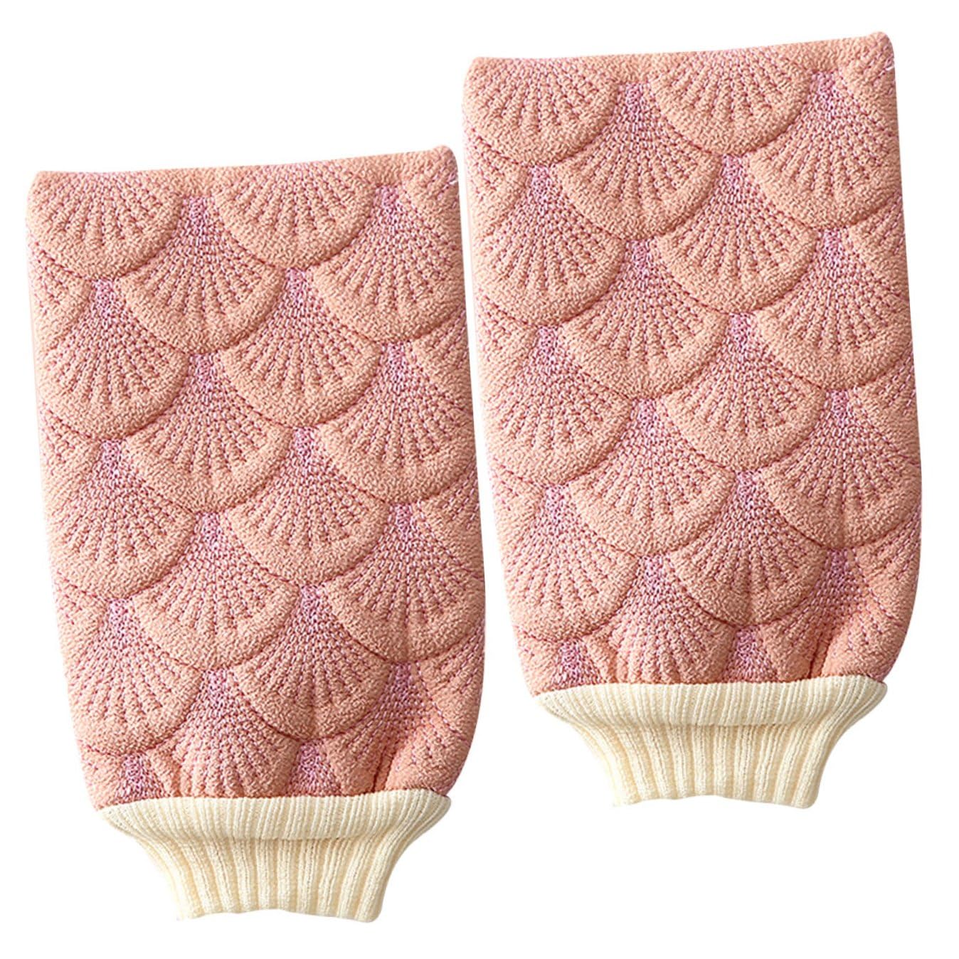 2Pcs Mermaid Shower Gloves Fabric Bath Mittens for Deep Cleansing