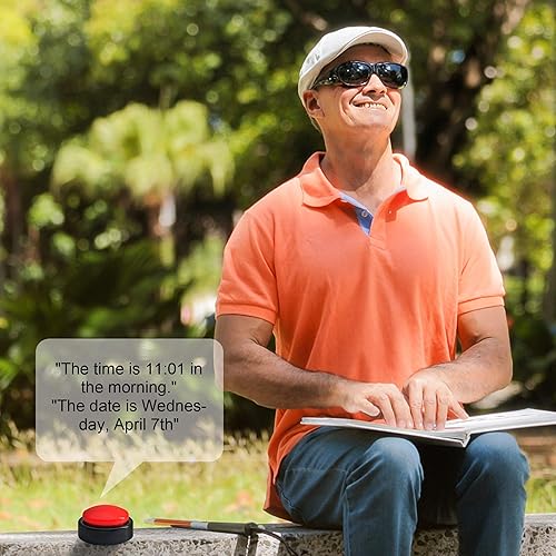 Miniatura 8 de Reloj despertador con botón extra grande con control de volumen, habla la hora, la fecha y el día, perfecto para ciegos, ancianos o con discapacidad