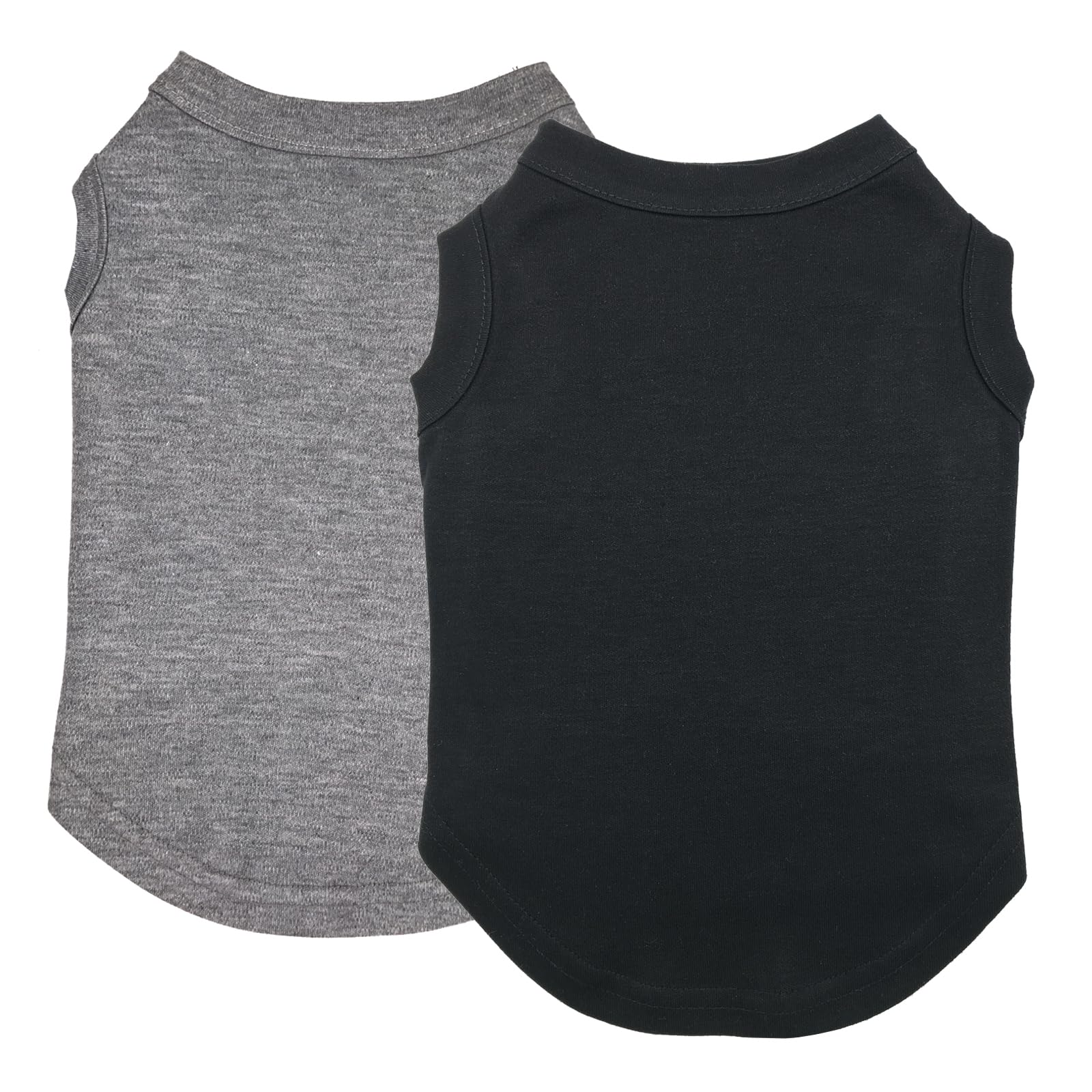 Izefia 2 Pieces Dog Shirts Clothes 2pcs T Shirt for Small Dog Breathable Blank Shirts Cool Summer Cotton Tank Top Vest for Small Dog Puppy Medium Cat Black and Grey M
