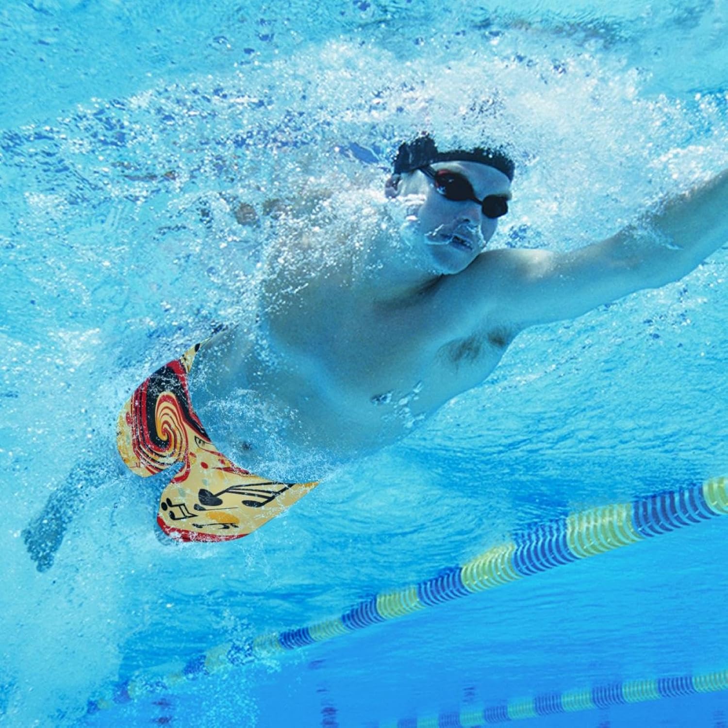 Colorful Music Notes Swimsuit Mens Swim Jammers Endurance Long Racing Training Swimsuit