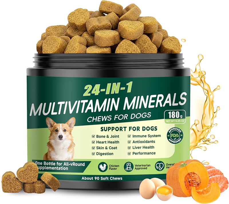 24-in-1 Dog Vitamins and Supplements, Dog Multivitamin Chewable for All Dog