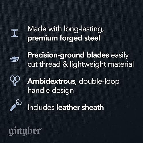 Miniatura 70 de Gingher - Tijeras de tela dentada de 8 pulgadas con funda protectora, tijeras de acero inoxidable de 8 pulgadas, tijeras de tela afiladas con borde