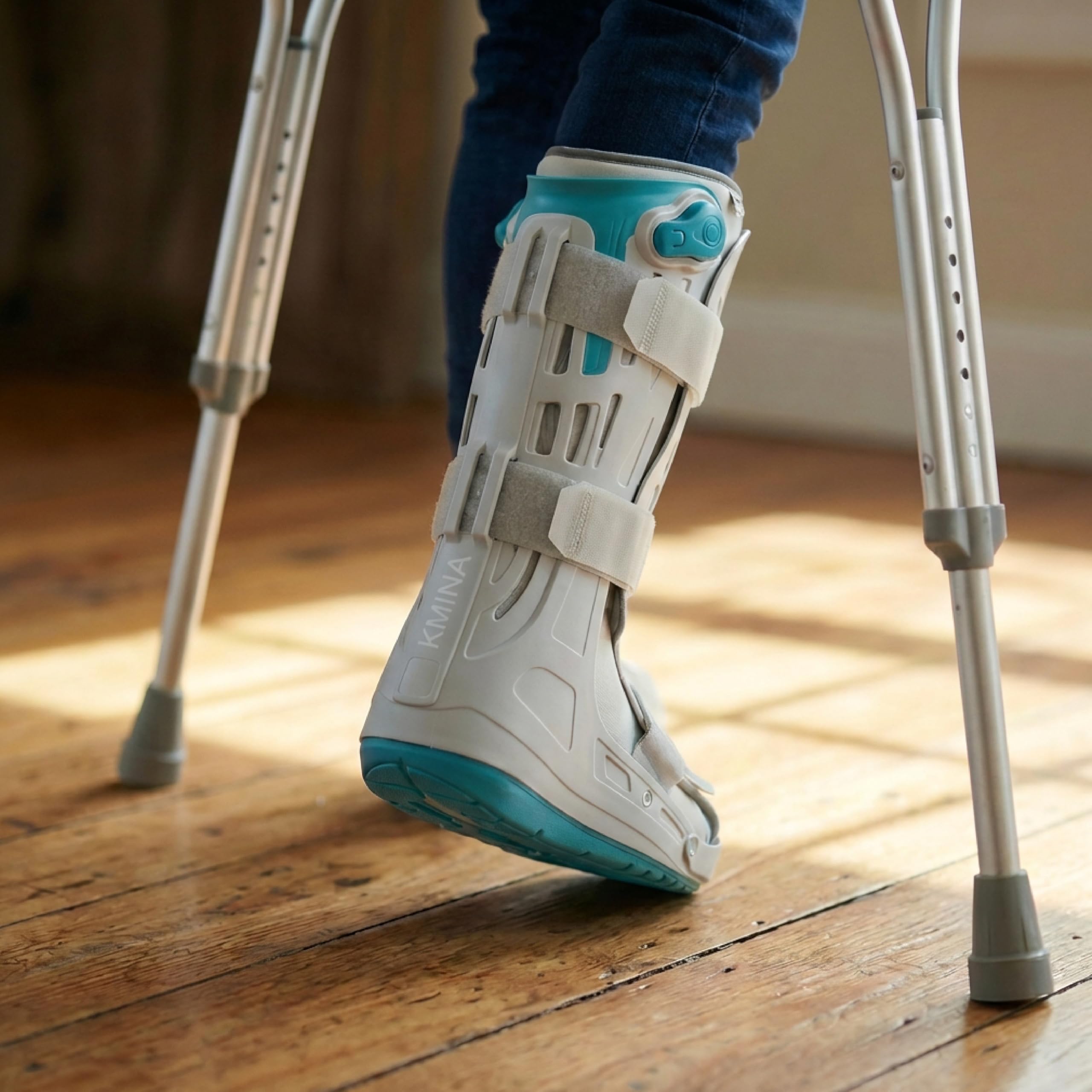 KMINA Tutore Walker Alto Gonfiabile S (Taglie 35,5 a 39,5), Stivale Ortopedico per Immobilizzazione di Piede e Caviglia, Regolazione Pneumatica con Valvola, Unisex Destro o Sinistro