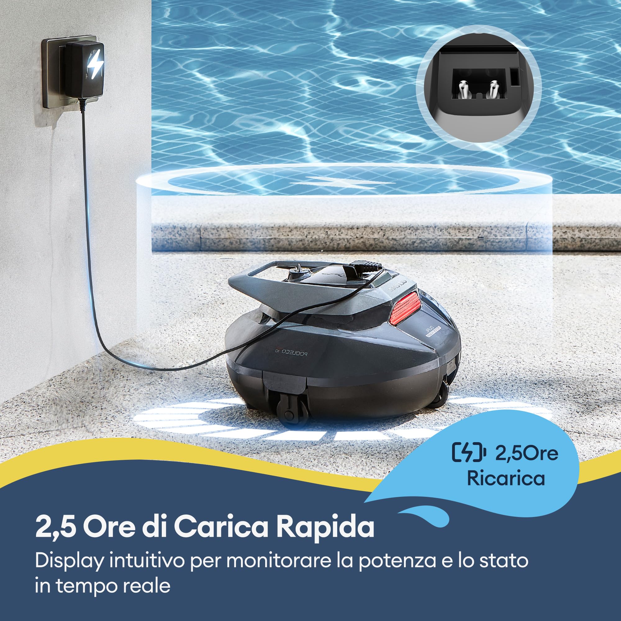 Ultenic Pooleco 10 Robot Piscina Senza Fili,Doppia Filtrazione,Doppio Motore,robot piscina fuori terra, 90 Min di Pulizia,Parcheggio Automatico, per piscine fino a 80 m²