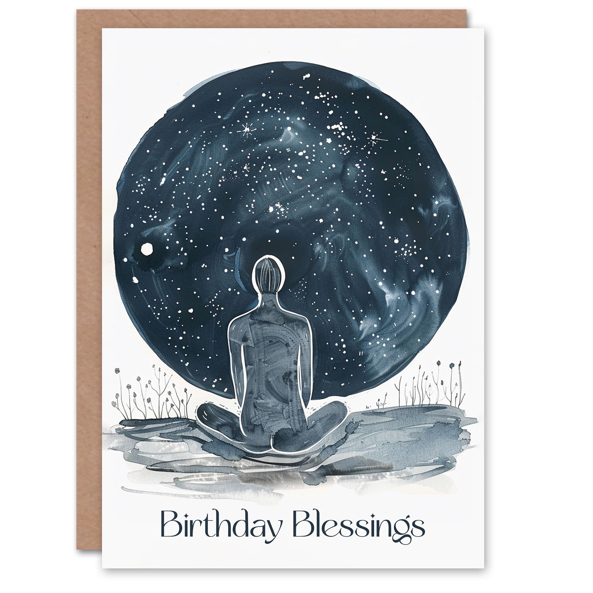 Artery8 Blessings Celestial Spiritual Figure Space Stars For Her Woman Birthday Card