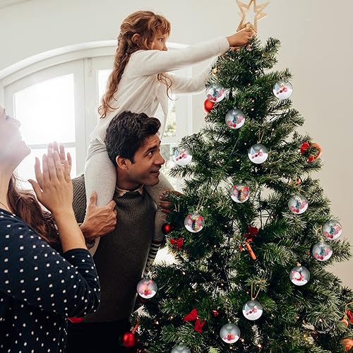 Miniatura 7 de Macarrie 60 bolas de adornos transparentes rellenables de Navidad, bolas de adorno rellenables de plástico transparente para el hogar, manualidades,