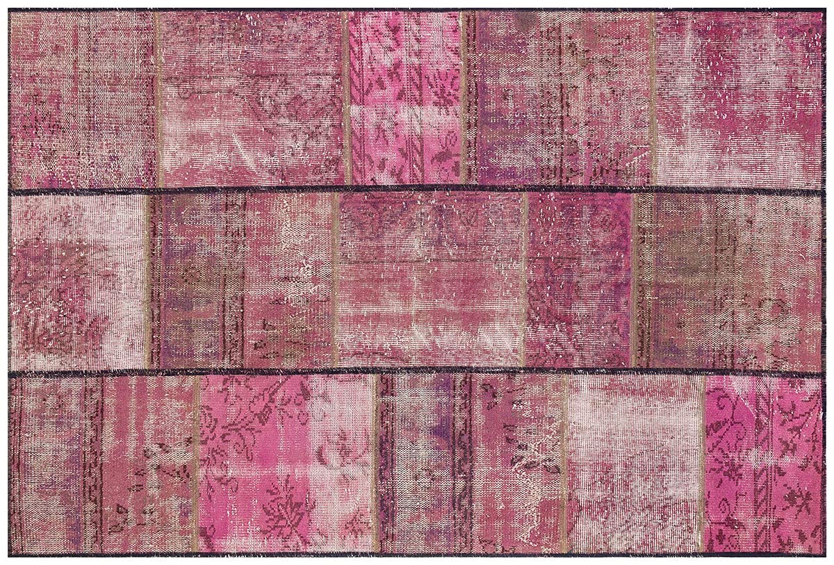 Tapis patchwork turc laine rose ALLMODE pour grand salon moderne