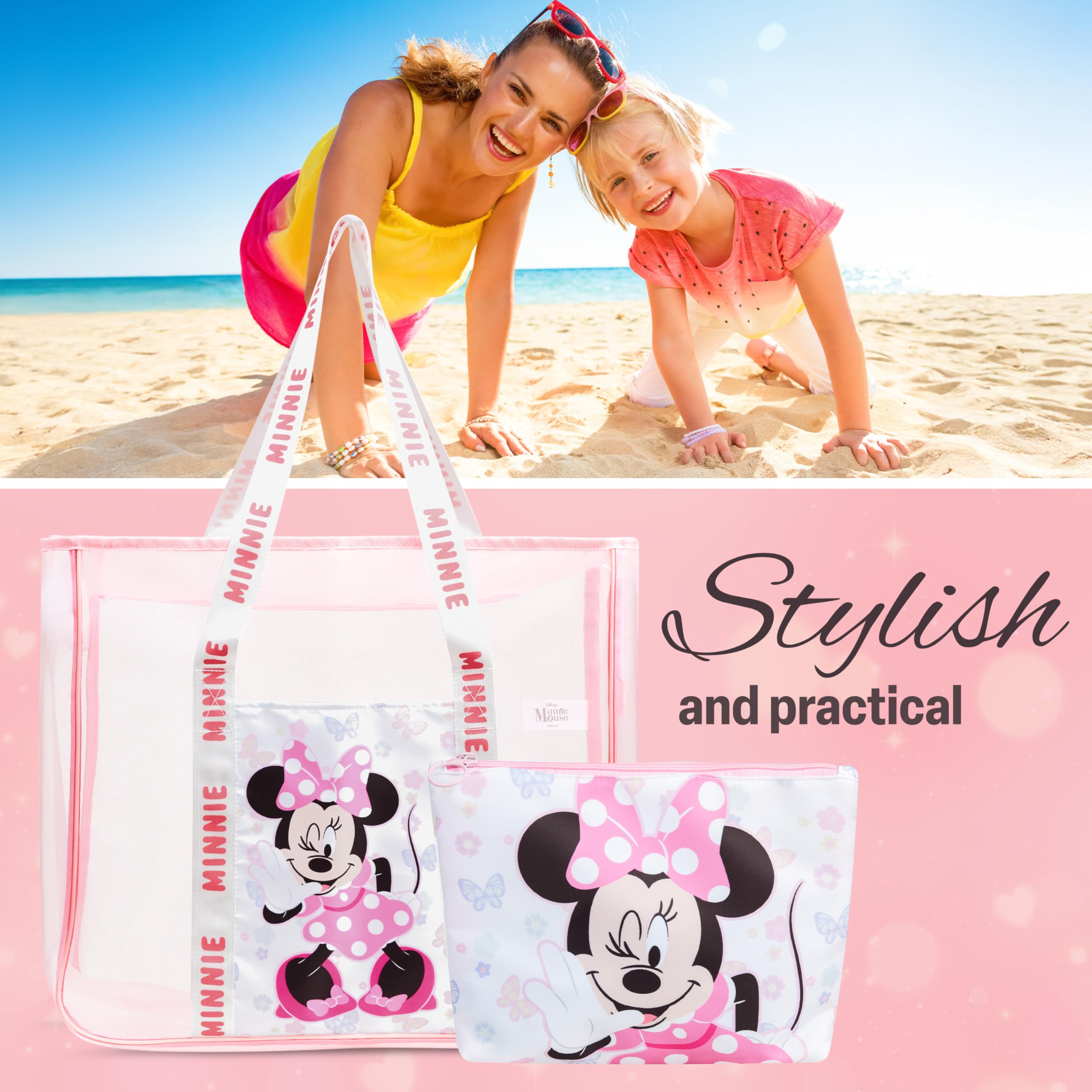 Get Trend Sac de Voyage Femme e Ado Maille Grand Sacs Cabas con Petite Pochette Zippée Sac de Plage Cadeau pour Elle
