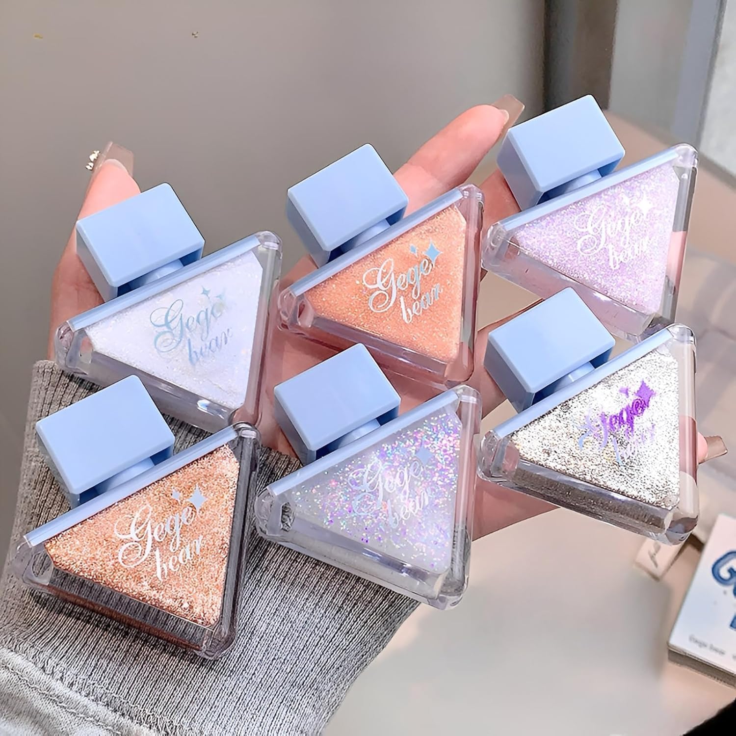 Gege Bear Liquid Glitter Eyeshadow | Non-Sticky & Easy to Apply | Soft Pastel Smooth Application | Triangle Bottle with Precision | Easy to Blend | Shimmer Finish with Light Texture | Long-Lasting & Non-Sticky Formula | 6 Stunning Shades (05# Galactic Broken Diamond, 6.5ml)-image-35