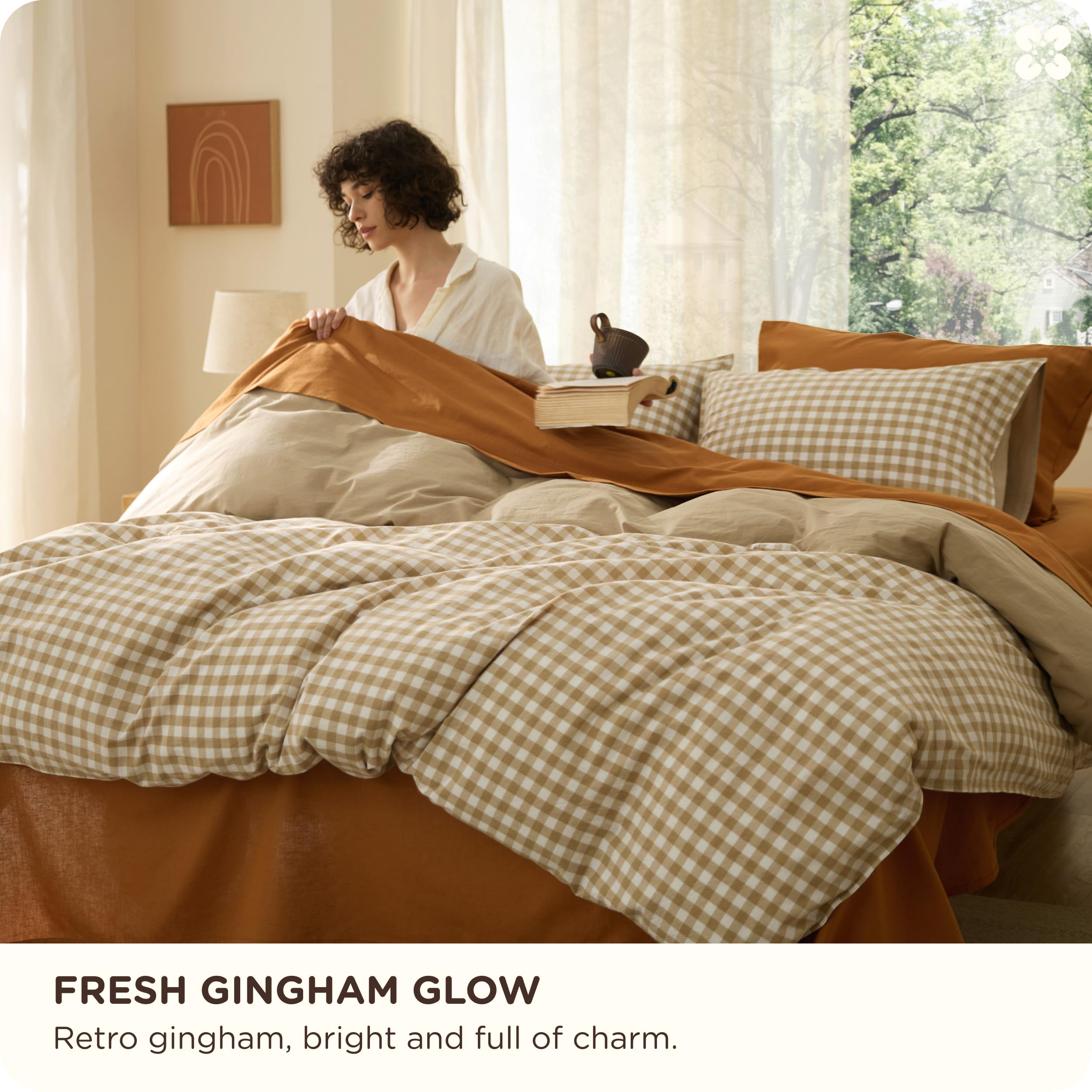 Amazon.com: Bedsure Gingham Duvet Cover Queen Size, 100% Washed