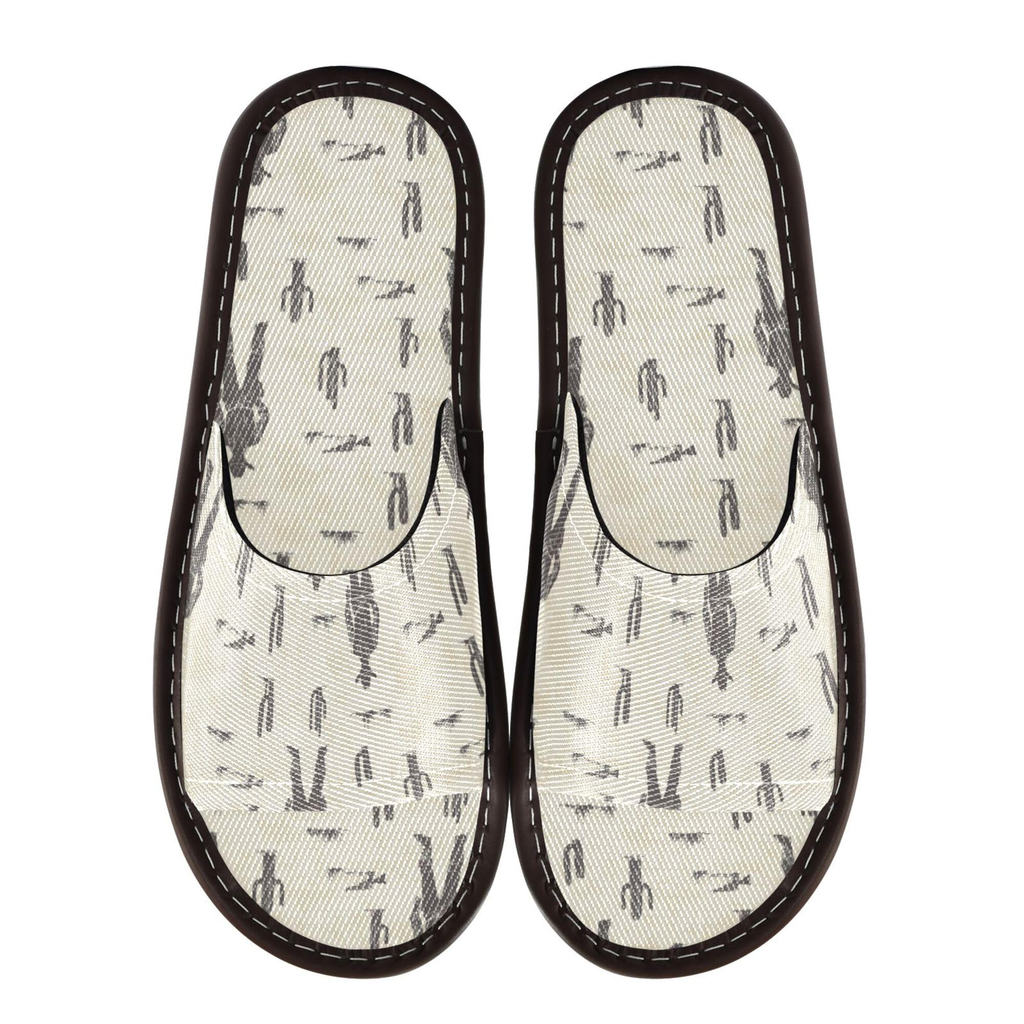 KLL Bathroom Slippers for Men Women Indoor and Outdoor Ultralight Non-Slip Bedroom Slipper for Party Travel Guests 4-5 Western Cowboy Cactus Boots Gun Spurs Vast Wilderness